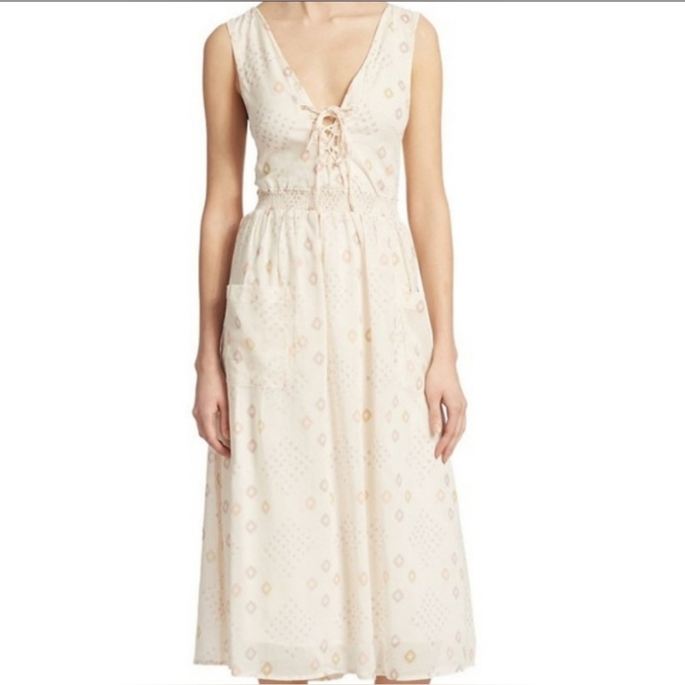 Free People Batiste Pocketful of Wildflowers Ivory Combo Midi Dress - Picture 13 of 16